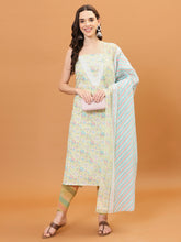 Printed Cotton Blend Unstitched Suit With Dupatta